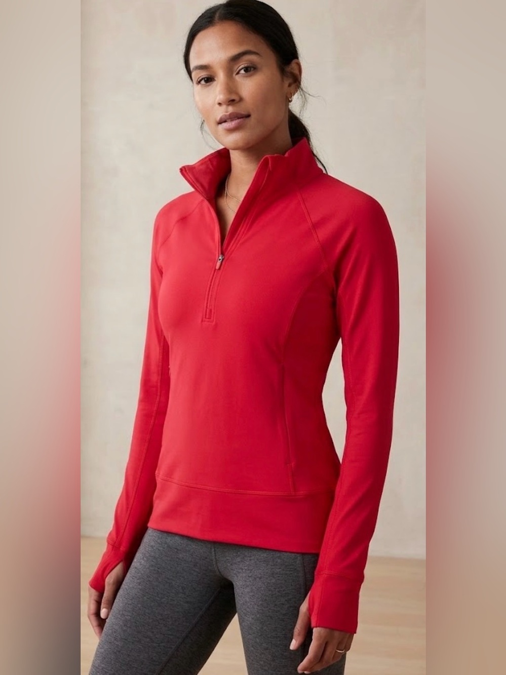 ATHLETA Rainier Half Zip Top Pullover Plush Winter | Matador Red